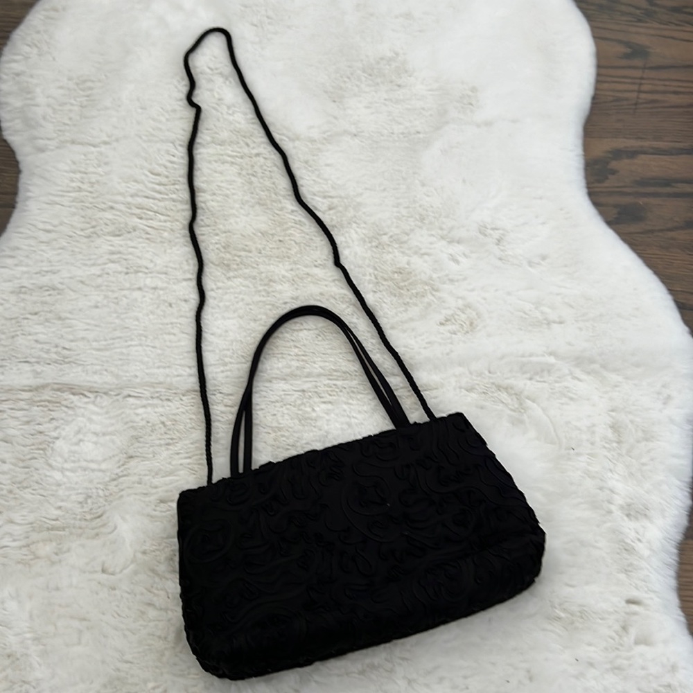 Nine West Black Embroidered Clutch with Straps